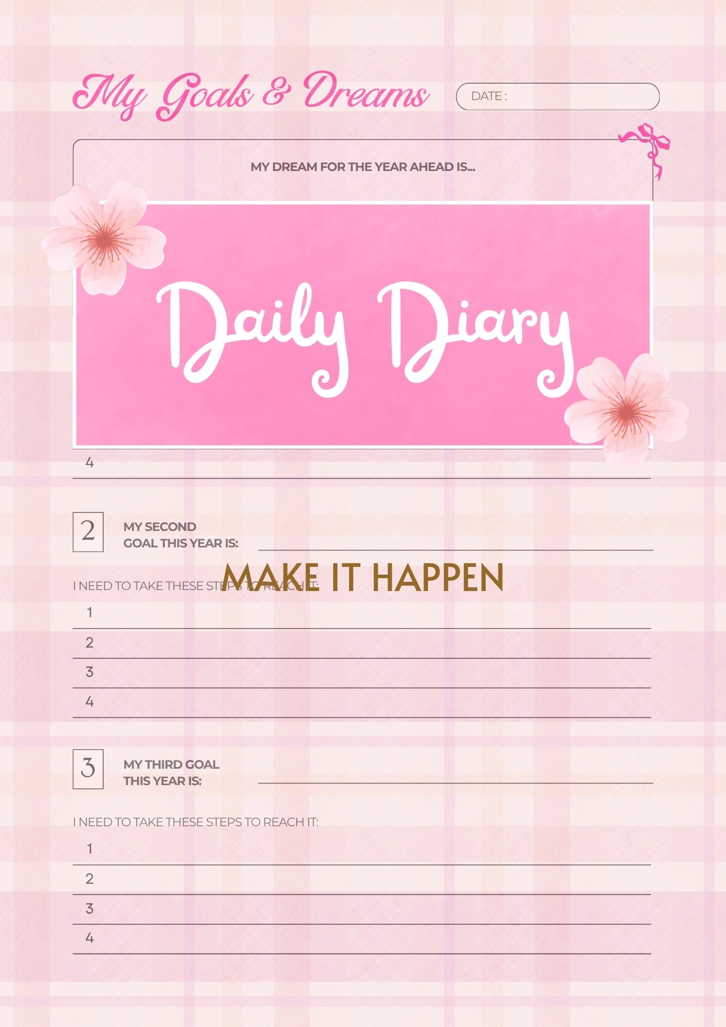 Daily Diary goals and dreams