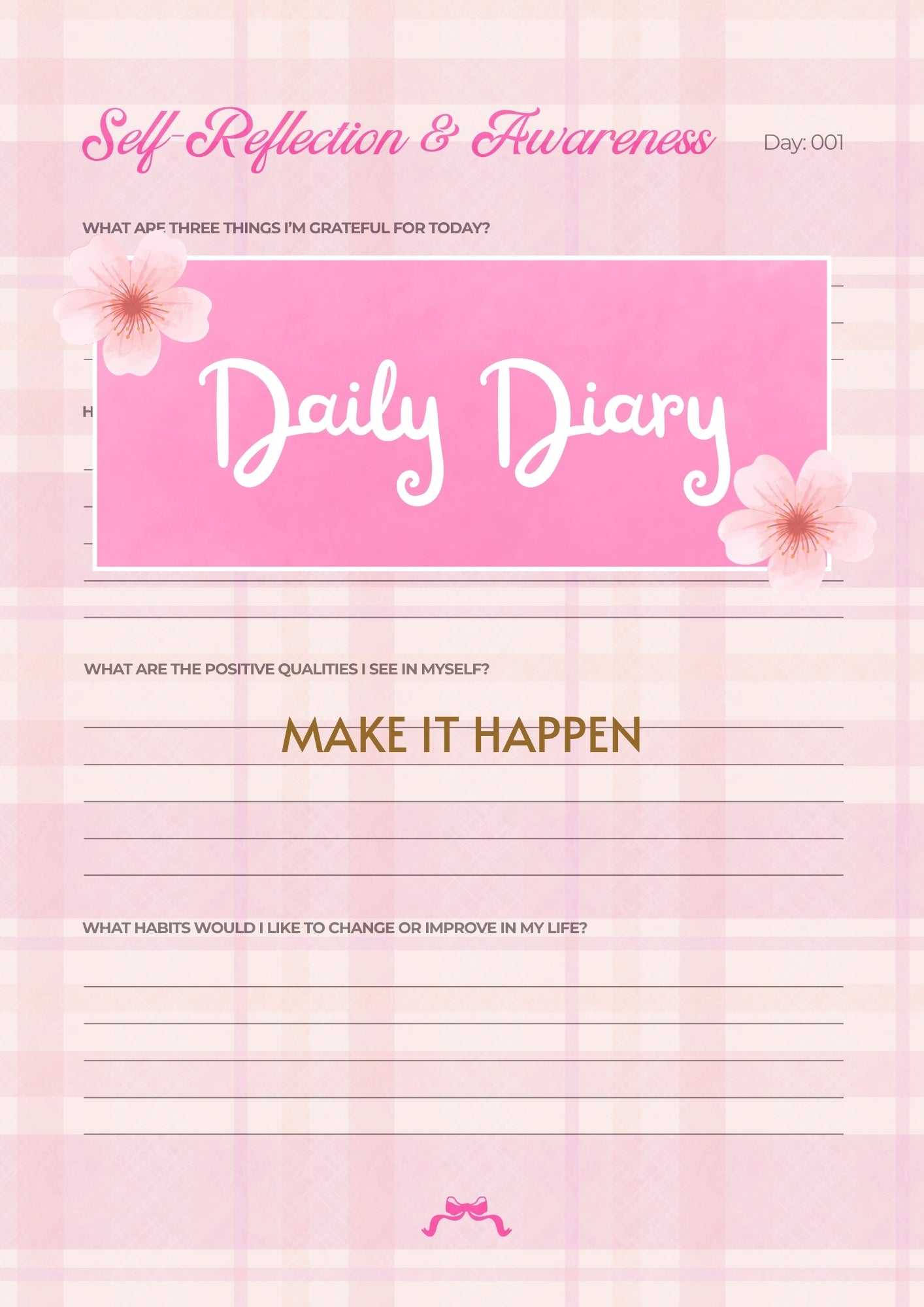 Daily Diary self reflection & awareness